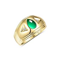 Rylos Mens Rings Yellow Gold Plated Silver Ring Timeless Pear Shape Tear Drop Cabochone Color Stone Gemstone & Diamond Rings Rings For Men Men's Rings Silver Rings Sizes 8,9,10,11,12,13 Mens Jewelry