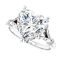 Engagement Ring with 4.0ct Heart-Shaped Moissanite Stone, 14k White Gold Setting