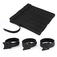 Reusable Cable Ties 120PCS Adjustable 6 Inch Cord Ties Velcro Fastening Wire Straps Wire Ties Cable Management Hook Loop Cord Organizer for Electronics Home Office PC TV Organizing (Black)