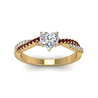 Choose Your Gemstone Twisted Vine Diamond CZ Ring Yellow Gold Plated Heart Shape Side Stone Engagement Prong Setting Birthstone Ring for Womens & Girls Size US 4 to 12