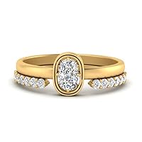 Choose Your Gemstone Cushion Solitaire With Diamond CZ Wedding Band yellow gold plated Cushion Shape Wedding Ring Sets Lightweight Office Wear Everyday Gift Jewelry US Size 4 to 12