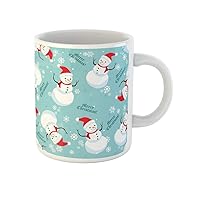 Coffee Mug Colorful Beautiful Snowman in Blue Red Turquoise Christmas Holiday 11 Oz Ceramic Tea Cup Mugs Best Gift Or Souvenir For Family Friends Coworkers
