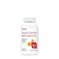 GNC Acetyl-L-Carnitine Alpha-Lipoic Acid 500mg / 200mg | Supports Positive Mood Balance & Antioxidant Regeneration | 60 Count