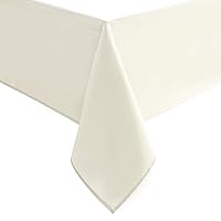 Hiasan Tablecloth for Rectangle Tables - 70 x 140 inch - Waterproof, Spillproof & Wrinkle Resistant Washable Polyester Table Cloth for Dining/Party/Outdoor Picnic, Ivory