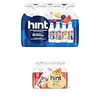 Hint Water Variety Pack and Hint Water Peach (Pack of 24), 3 Bottles Each of: Blackberry, Cherry, Watermelon, and Pineapple & 12 Hint Water Peach, Zero Calories, Zero Sugar