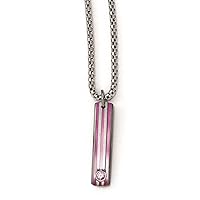 Edward Mirell Titanium Polished Fancy Lobster Closure Grooved Anodized and Pink Sapphire 2inch Extension Necklace 16 Inch Jewelry Gifts for Women