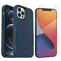 OtterBox Commuter Series Case for iPhone 12 & iPhone 12 Pro (Only) - with Zagg Glass Elite+ Clear Screen Protector - Non-Retail Packaging - Bespoke Way (Blue)