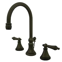 Kingston Brass KS2985AL Governor Widespread Lavatory Faucet with Brass Pop-Up and Metal Lever Handle, Oil Rubbed Bronze