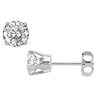14k White Gold Round Diamond Stud Earring G-H Color SI2-I1 Clarity