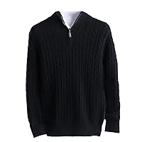 Autumn and Winter Men's Cashmere Sweater Classic Comfort Fit Twist Cashmere Knit Half-Zip Stand Collar