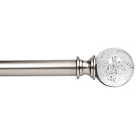 1 Inch Curtain Rod with Ball Finials Crystal,Satin Nickel Single Window Rod,Window Treatment Curtain Rod for Home 48-86 Inch, silver