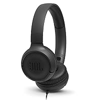JBL Tune 500 - Wired on-ear headphones, JBL Pure Bass Sound, 1-button remote/mic, Tangle-free flat cable, Lightweight and foldable design, Ask Siri or Google Now (Black)