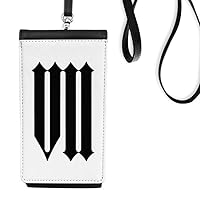Roman Numerals Seven in Black Silhouette Phone Wallet Purse Hanging Mobile Pouch Black Pocket