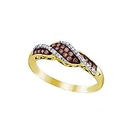 Brandy Diamond® Love That Will Last a Lifetime™ 10k Yellow Gold Chocolate Brown Diamond Stylish Wave Band Ring 1/5 Ctw.