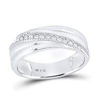 The Diamond Deal Sterling Silver Mens Round Diamond Wedding Diagonal Row Band Ring 1/5 Cttw