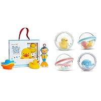 Baby and Toddler Bath Time Gift Set with Safety Ducky, Scuba Toy, Boat Train and Float & Play BubblesTM, 4 Count