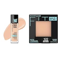 Fit Me Matte + Poreless Liquid Foundation Makeup Creamy Beige & Pressed Powder Makeup Creamy Beige