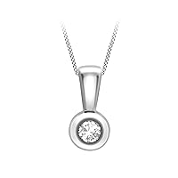 CARISSIMA Gold Women's 9 ct White Gold 0.16 ct Diamond Doughnut Pendant on Adjustable Curb Chain Necklace of 41 cm/16 inch-46 cm/18 inch