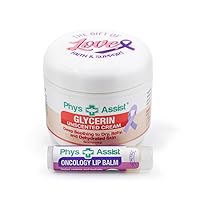 PhysAssist Oncology Glycerin Unscented Cream Deep Soothing Moisturizer to Dry, Itchy, and Dehydrated Skin. Made specially for those with Fragrance Intolerance after Radio and Chemo PLUS Peppermint Lip Balm