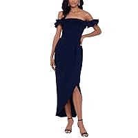 Xscape Womens Off-The-Shoulder Fitted Evening Dress