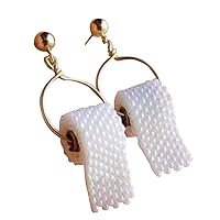 Women Funny Toilet Paper Roll Earrings Novelty Personality Pendant Drop Dangle Earrings Ladies Girls Charm Jewelry Gift
