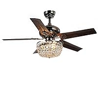 Whse of Tiffany CFL-8110 Angel 3-Light Crystal 5-Blade 43 inch Bronze Chandelier Ceiling Fan
