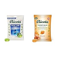 Ricola Max Cool Menthol Nasal Care Drops Large Bag & Caramel Throat Balm Drops | 34 Count Each