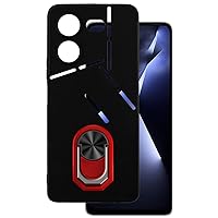 for Tecno Pova 5 Pro Ultra Thin Phone Case + Ring Holder Kickstand Bracket, Gel Pudding Soft Silicone Phone 6.78 inches (RedRing-B)