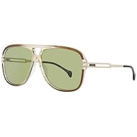 Gucci GG1105S 003 Sunglasses Men's Brown/Gold/Green Lens Pilot 63mm