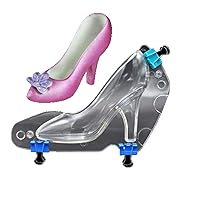 3D Polycarbonate Chocolate Molds with Clips High Heel Shoe Mold DIY Crystal Jelly Lady Shoes Mould Candy Cake Decoration Desserts Fondant Model Baking Pastry Tool (L_7.8 x 6.8 x 2.88inch)