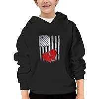 Unisex Youth Hooded Sweatshirt Boxing Gloves Usa American Flag Cute Kids Hoodies Pullover for Teens