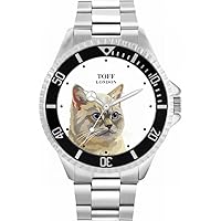 Grey British Shorthair Cat Head Mens Wrist Watch 42mm Case Custom Design