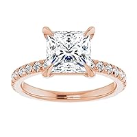10K Solid Rose Gold Handmade Engagement Rings 2 CT Princess Cut Moissanite Diamond Solitaire Wedding/Bridal Ring Set for Woman/Her Propose Ring, Perfact for Gift Or As You Want