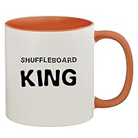 Shuffleboard King - 11oz Ceramic Colored Inside & Handle Coffee Mug, Orange