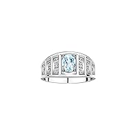 Rylos Classic Style Ring with 7X5MM Oval Gemstone & Diamond Accent – Elegant Birthstone Jewelry for Women and Girls in Sterling Silver – Available in Sizes 5-10