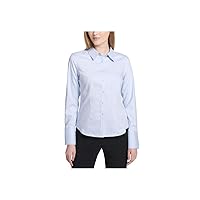 Calvin Klein Womens Petites Cotton Suit Separate Button-Down Top Blue 12P