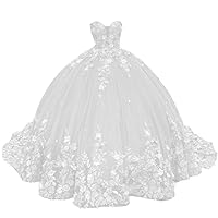 XYAYE Women's Sweetheart Quinceanera Dresses Ball Gowns 3D Flowers Lace Prom Dress Strapless Tulle Sweet 15 16 Dress XY071