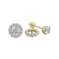 Natural Diamond 0.66 ctw Women Halo Jackets for Stud Earrings 14K Yellow Gold