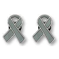 2 Gray Brain Tumor Awareness Jewelry-Quality Enamel Ribbon Pins With Clutch Clasp - 2 Pins - Show Your Support For Brain Tumor Awareness
