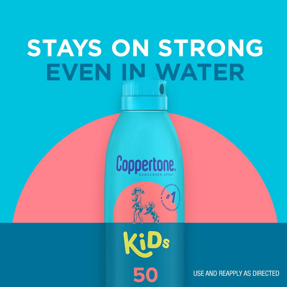 Coppertone Kids Sunscreen Spray SPF 50, Water Resistant Spray Sunscreen for Kids, #1 Pediatrician Recommended Sunscreen Brand, Broad Spectrum SPF 50 Sunscreen Pack, 5.5 Ounce (Pack of 2)
