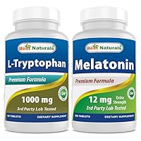 Best Naturals L-Tryptophan 1000 mg & Melatonin 12 mg