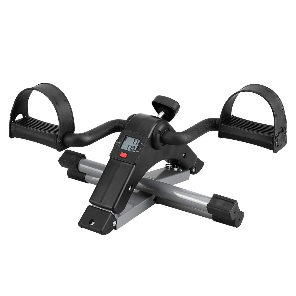 Uten Folding Pedal Exerciser, Mini Exercise Bike, Portable Foot Peddler Desk Bike for Leg and Arm Exercisers, Adjustable Sitting Workout with Electronic Display
