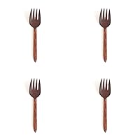 Set of 4 Hybrid Coconut Wood Forks - Reusable Eating Utensils - 100% Natural, Hand Carved by Artisans, Eco-Friendly & Sustainable