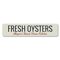 Fresh Oysters Beach House Kitchen Sign Beach Decor Aluminum Sign - 4