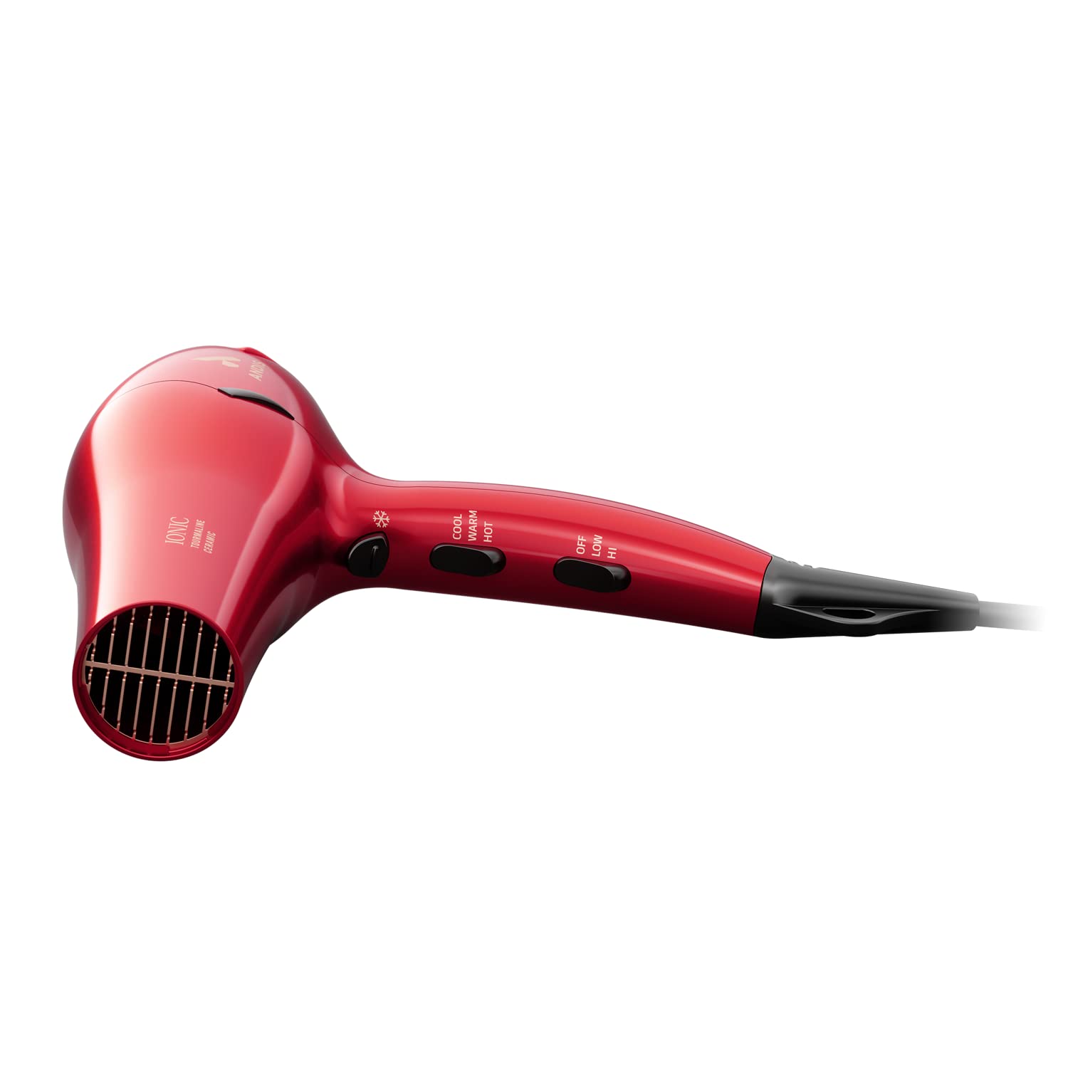Andis 30290 1875-Watt Tourmaline Ceramic Ionic Pro Dry Professional Hair Dryer, 3 Heat Settings & 2 Speed Settings, 2 Dryer Attachments, Lightweight, Fast Dry & Low Noise, Soft Grip, Red