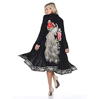 Women Vintage Embroidered Peacock Cardigan