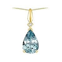 Solid 14k Gold Drop Pear Shaped Pendant Necklace