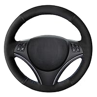 Hand-Stitched Black Suede Car Steering Wheel Cover, for BMW M Sport 1 Series E87 E81 E82 E88 120i 130i 120d X1 E84