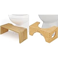 Squatty Potty Oslo Folding Bamboo Toilet Stool – 7 Inches & The Original Toilet Stool - Bamboo Flip, 7