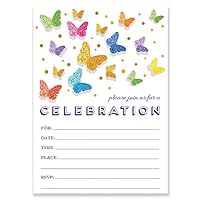 DB Party Studio Rainbow Butterfly Invitations with Envelopes ( Pack of 25 ) Any Occasion Large 5x7